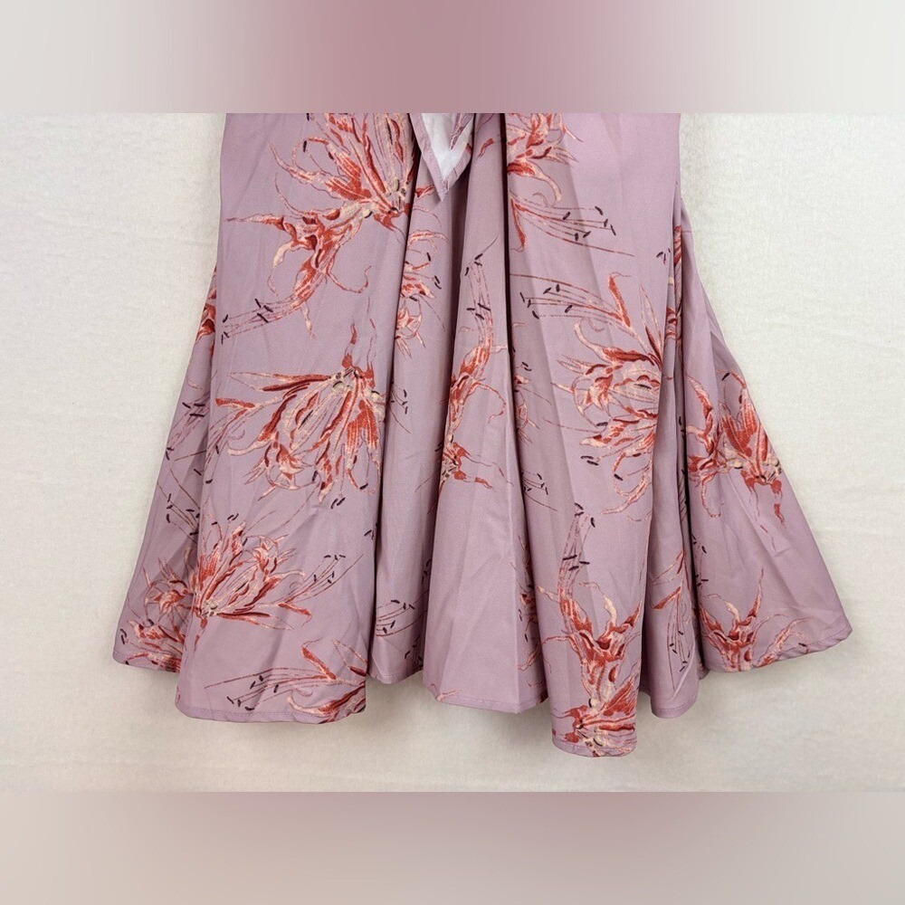 NEW Pink‎ Floral Easter Dress Bow Mini Short Sleeve V Neck Wedding Blush Small - Picture 5 of 14